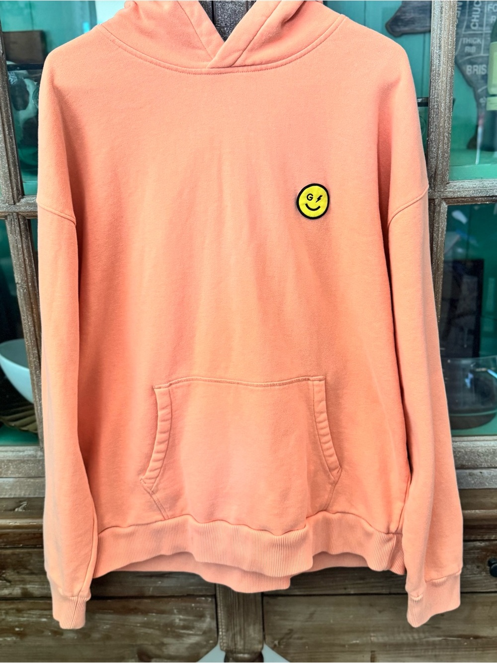 Hollister Gilly Hicks Smile Series Hoodie XL Peach Oversized Pocket